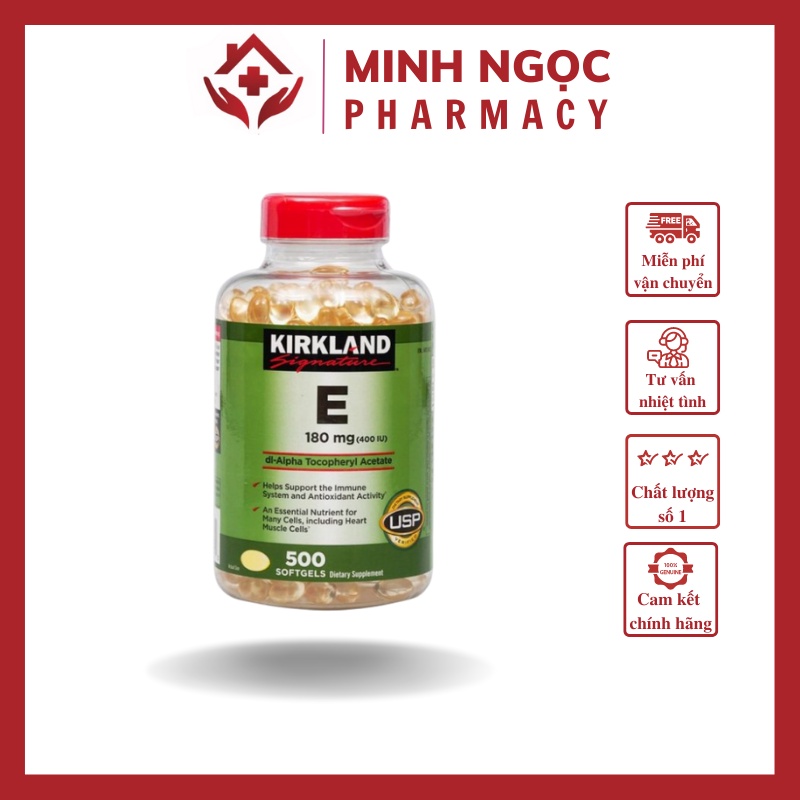 Vitamin E 400 IU 500 Viên Kirkland Của Mỹ - Đẹp Da, Làm Chậm Lão Hóa