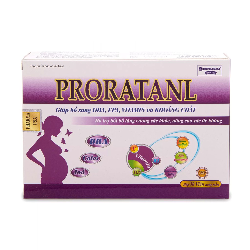 Proratanl Viên bổ bà bầu pronatal Bổ sung sắt, acid folic, vitamin chO phụ nữ mang thai và cho con bú