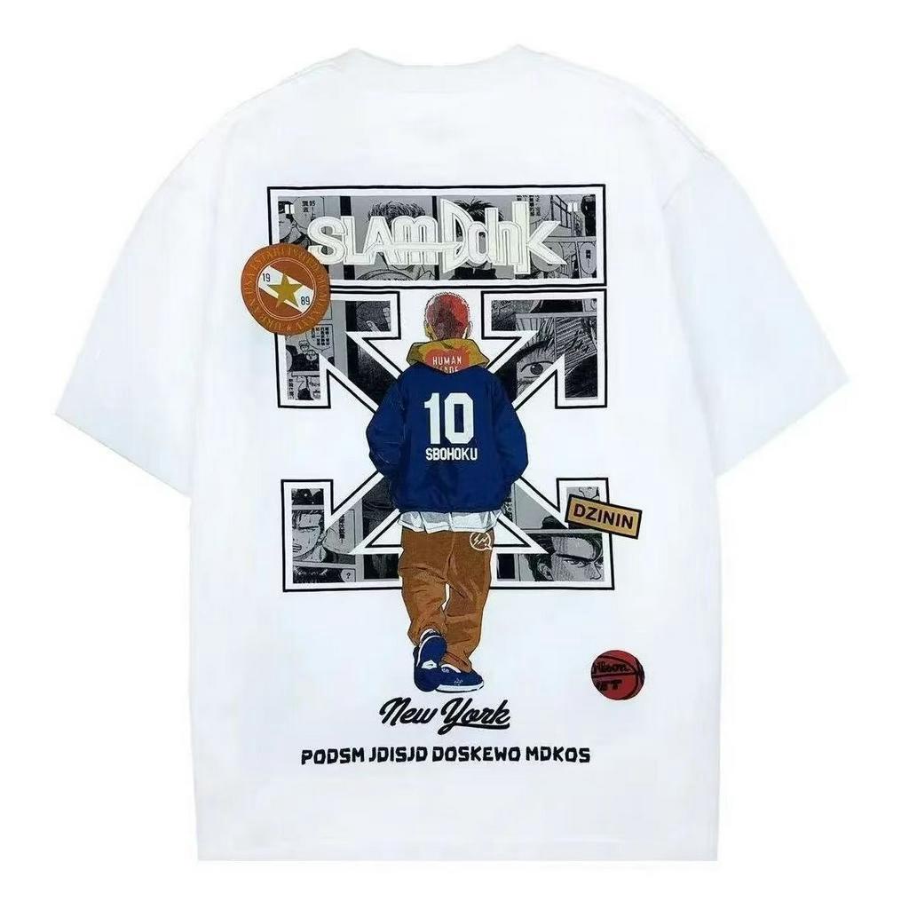 Áo Thun Cotton Tay Ngắn Dáng Rộng In Hình Slam Dunk 3 Màu Tùy Chọn Size M-5XL Thời Trang Mùa Hè Cho Nam