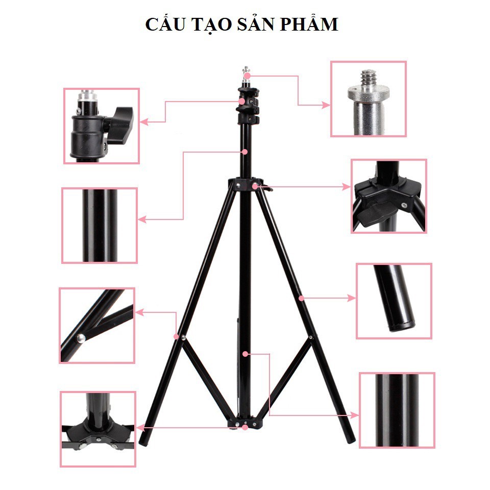Giá đỡ điện thoại 3 chân siêu chắc chắn dùng để chụp ảnh, livestream, quay tiktok tiện lợi chắc chắn cao 70cm-2m1