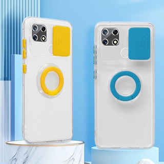 Ốp Điện Thoại TPU Dẻo Trong Suốt Kèm Giá Đỡ Nhẫn Chống Sốc Cho Realme C12 C15 C21