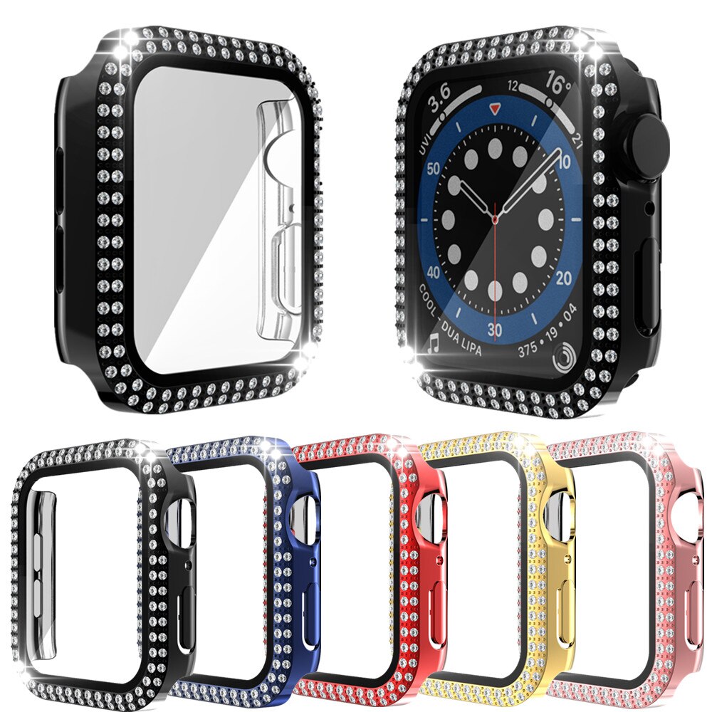 Ốp Pc + Kính Cường Lực Hai Hàng Cho Đồng Hồ Thông Minh Apple Watch 6 Series Se / 5 / 4 / 3 / 2 Iwatch 44 / 40mm 42 / 38mm