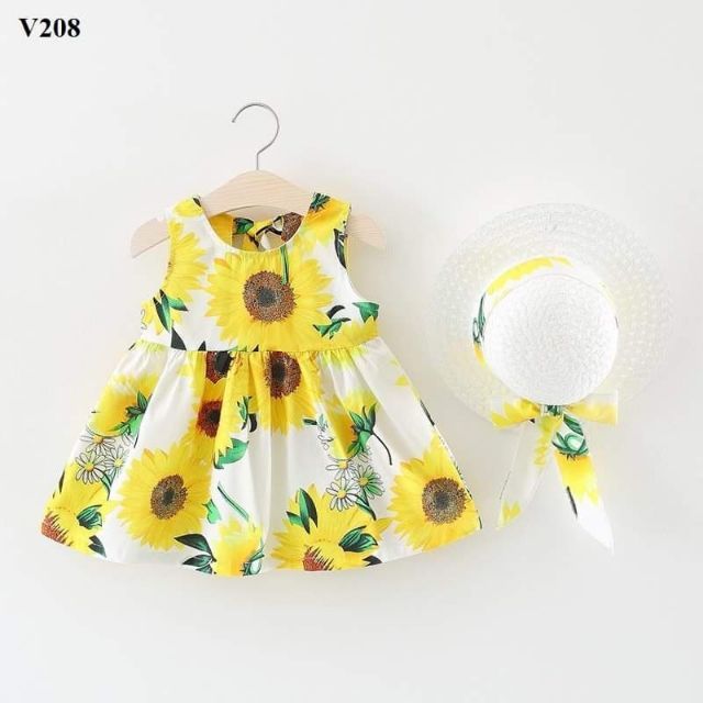 Váy hướng dương. kèm mũ
