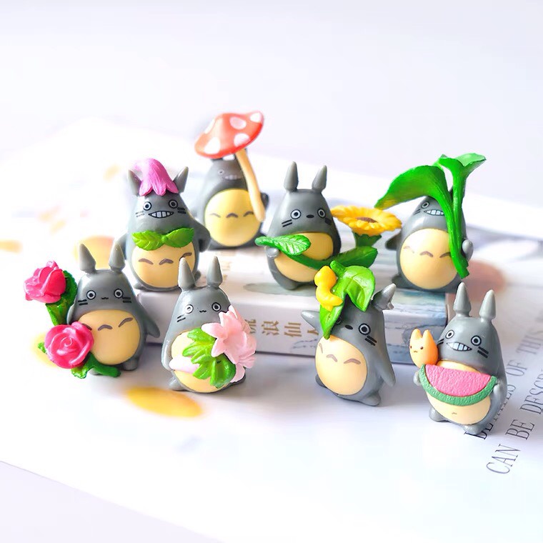 Set 10 mô hình tiểu cảnh TOTORO mini nhiều kiểu dáng đáng yêu trang trí bàn học, phòng ngủ,quà tặng-Ráp