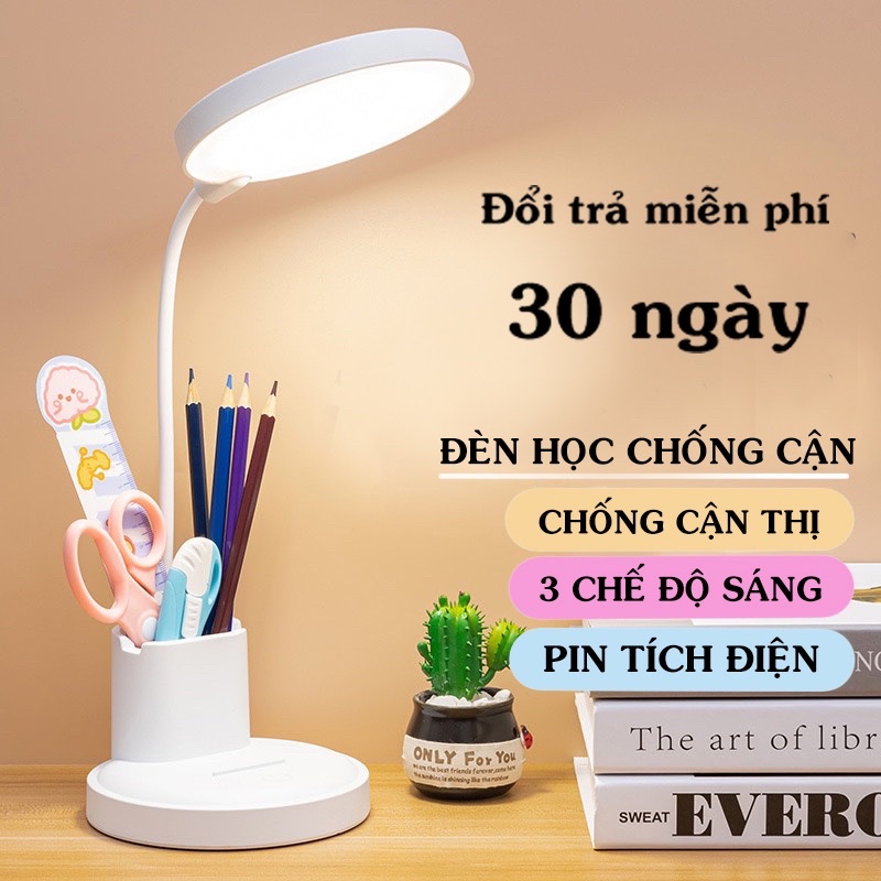 Đèn Học Để Bàn Chống Cận Sạc Pin Tích Điện 4000mAh Với 3 Chế Độ Ánh Sáng