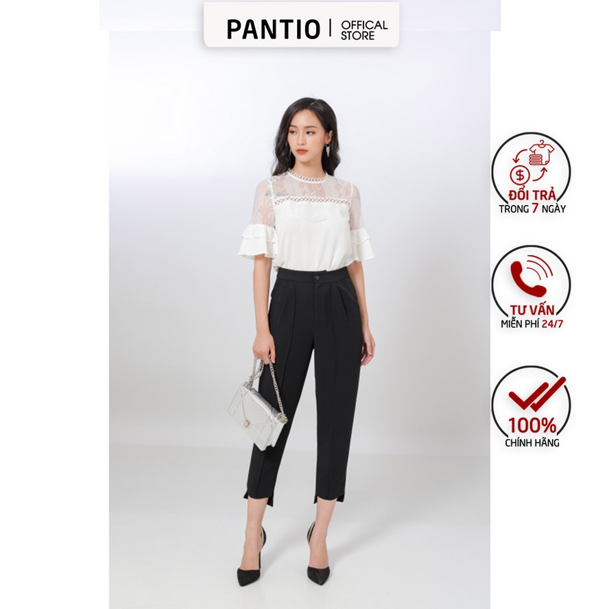 FAK3784 - Áo sơ mi kiểu ngắn tay pha ren tay cách điệu thời trang -PANTIO