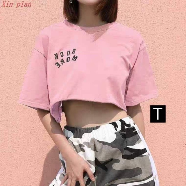 Áo croptop ROCK chữ ngực DTR0719