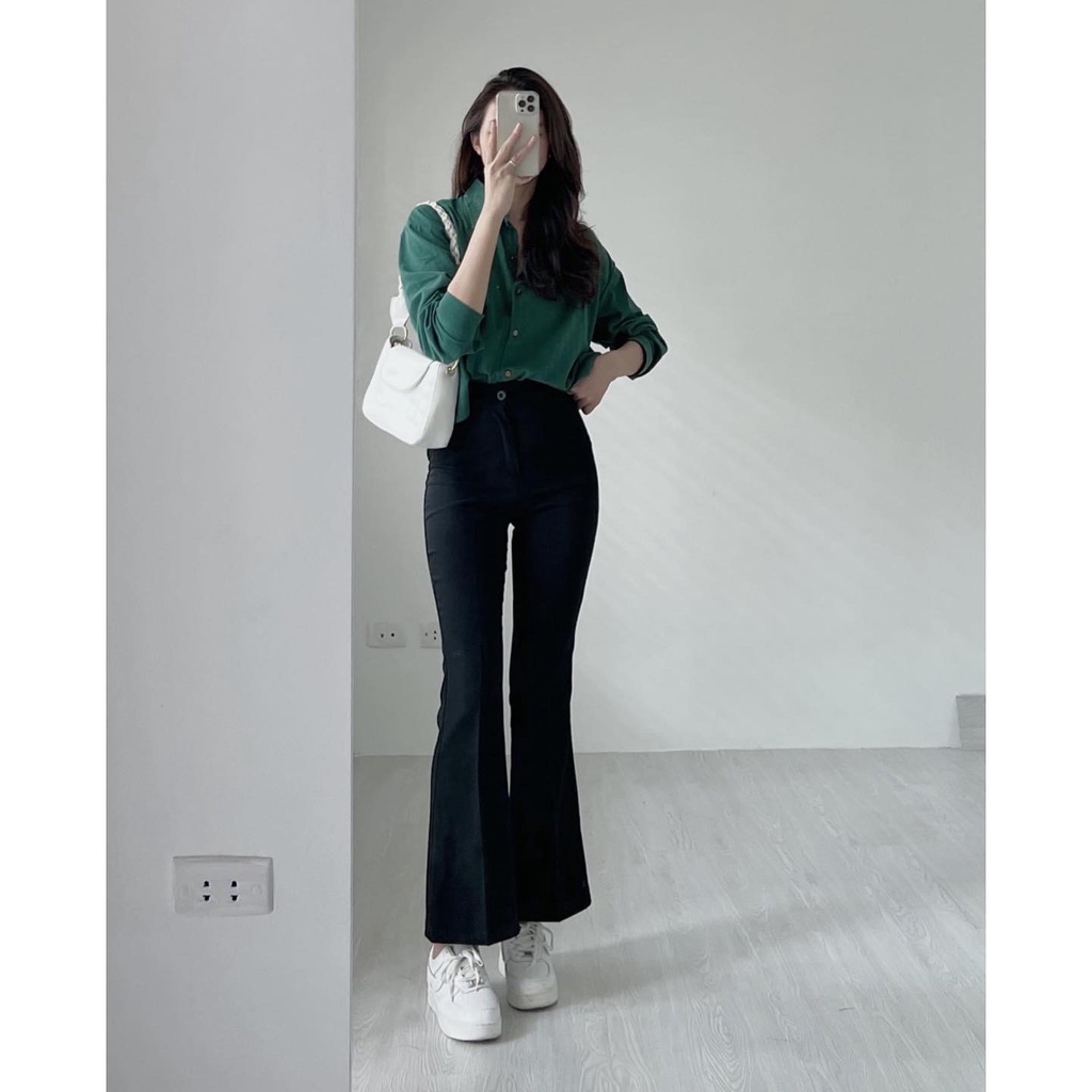Áo sơ mi croptop xẻ lưng tay dài 2 màu ulzzang