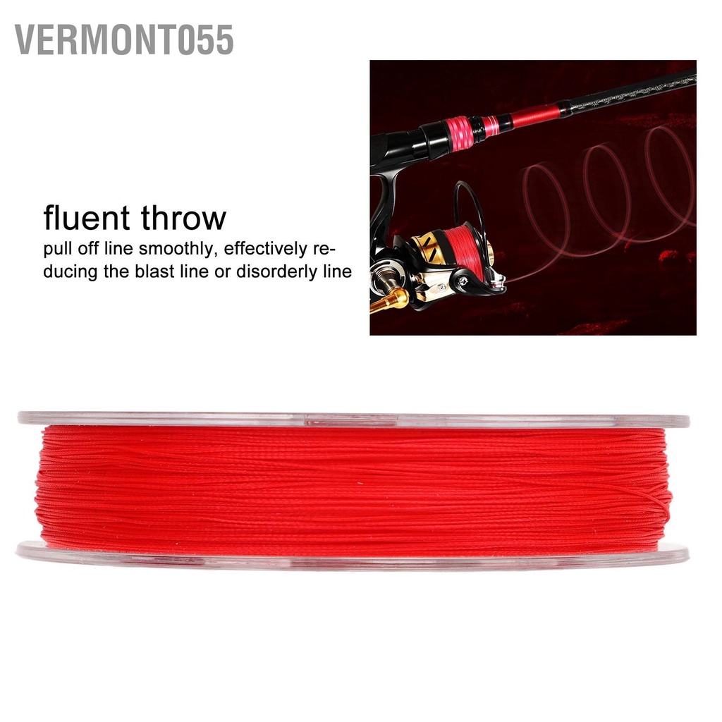 Có thể bán buôn 200m Dây câu Fly PE 8 sợi bện Màu đỏ Độ mịn cao cho nước ngọt Vermont055 Hàng giao ngay