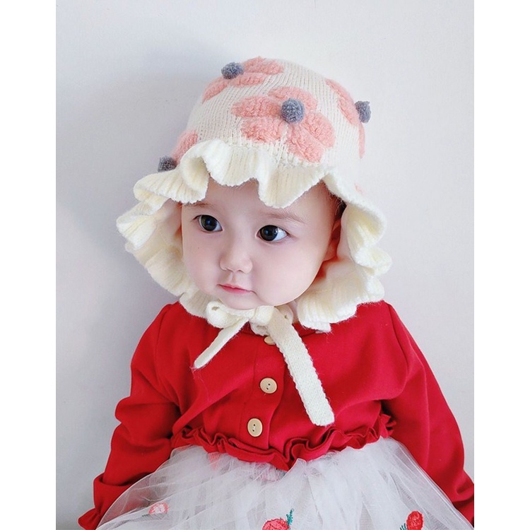 Mũ len cho sơ sinh gái trai trùm đầu hình hoa dễ thương phù hợp trẻ em 5 đến 18 tháng tuổi - ML28