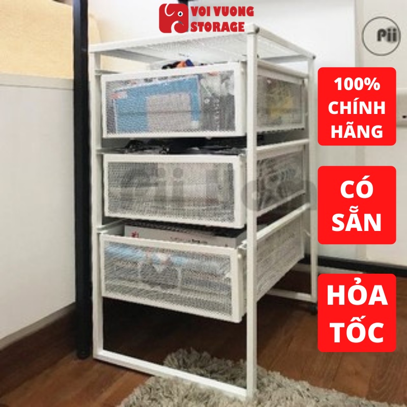 Kệ lưới thép đa năng 3 tầng decor bàn học bàn làm việc