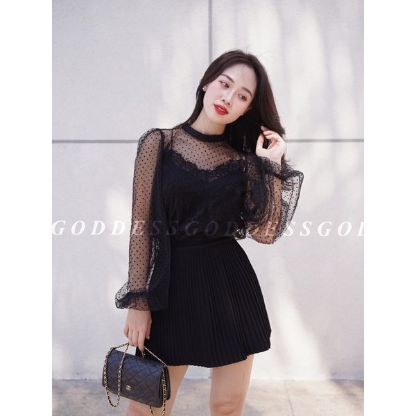 𝐃𝐄𝐋𝐈 𝐓𝐎𝐏 ( Áo ren chấm bi)