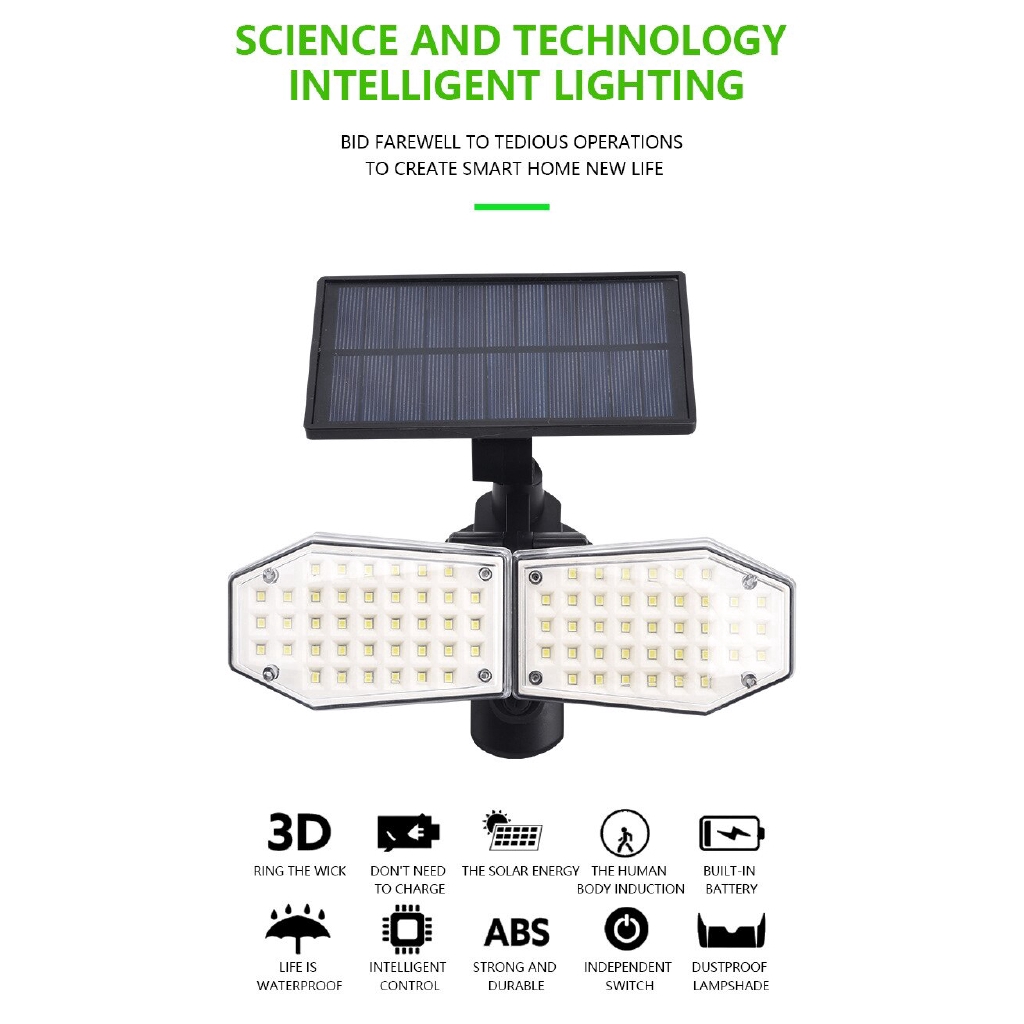 Đèn Led Gắn Tường 56led / 78led / 108cob / 130cob Sử Dụng Năng Lượng Mặt Trời