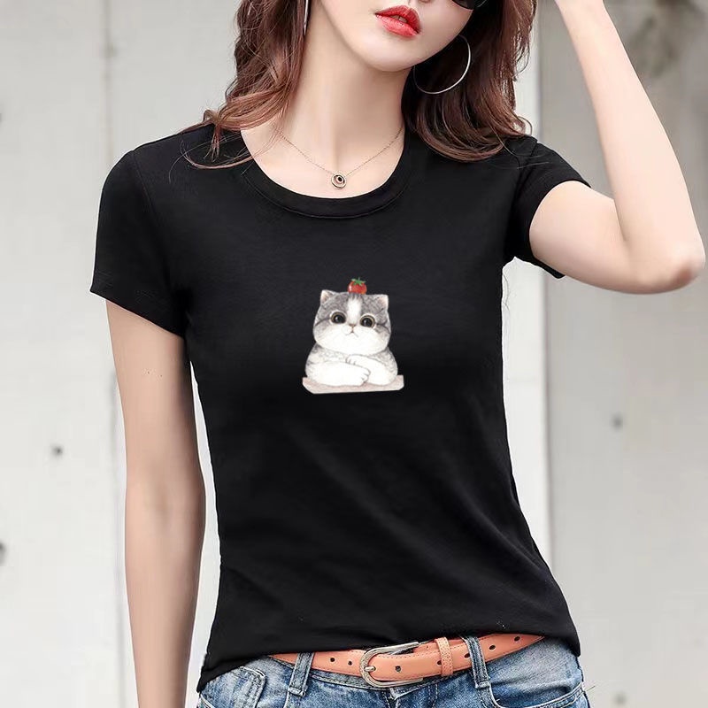 Áo Thun Ngắn Tay Cổ Tròn Dáng Ôm Thời Trang Mùa Hè Dành Cho Nữ