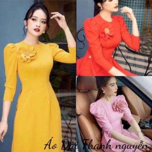 Áo dài lụa ngoc Trai  tay bồng 2 tà  cao cấp