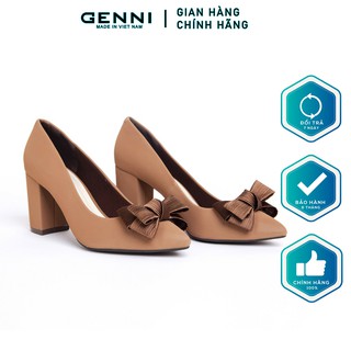 Giày vuông đính nơ 7p ge015 - genni