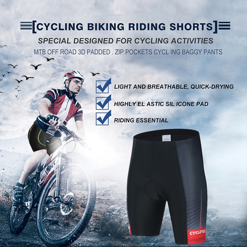 Cycleray Quần Short Đạp Xe Có Đệm gel basikal Có Đệm Lót seluar basikal Ôm Dáng Cho Nam Và Nữ