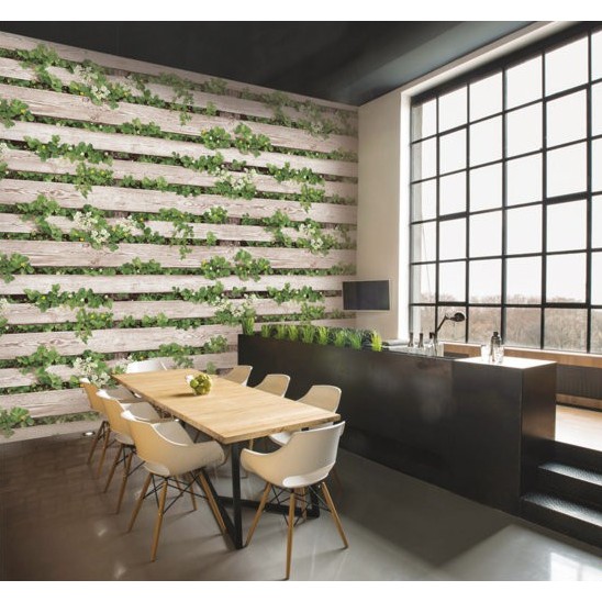 Giấy Dán Tường Hàn Quốc 3D Hoa Dây Leo Lụa Không Keo Khổ 1.06 x 15.6m