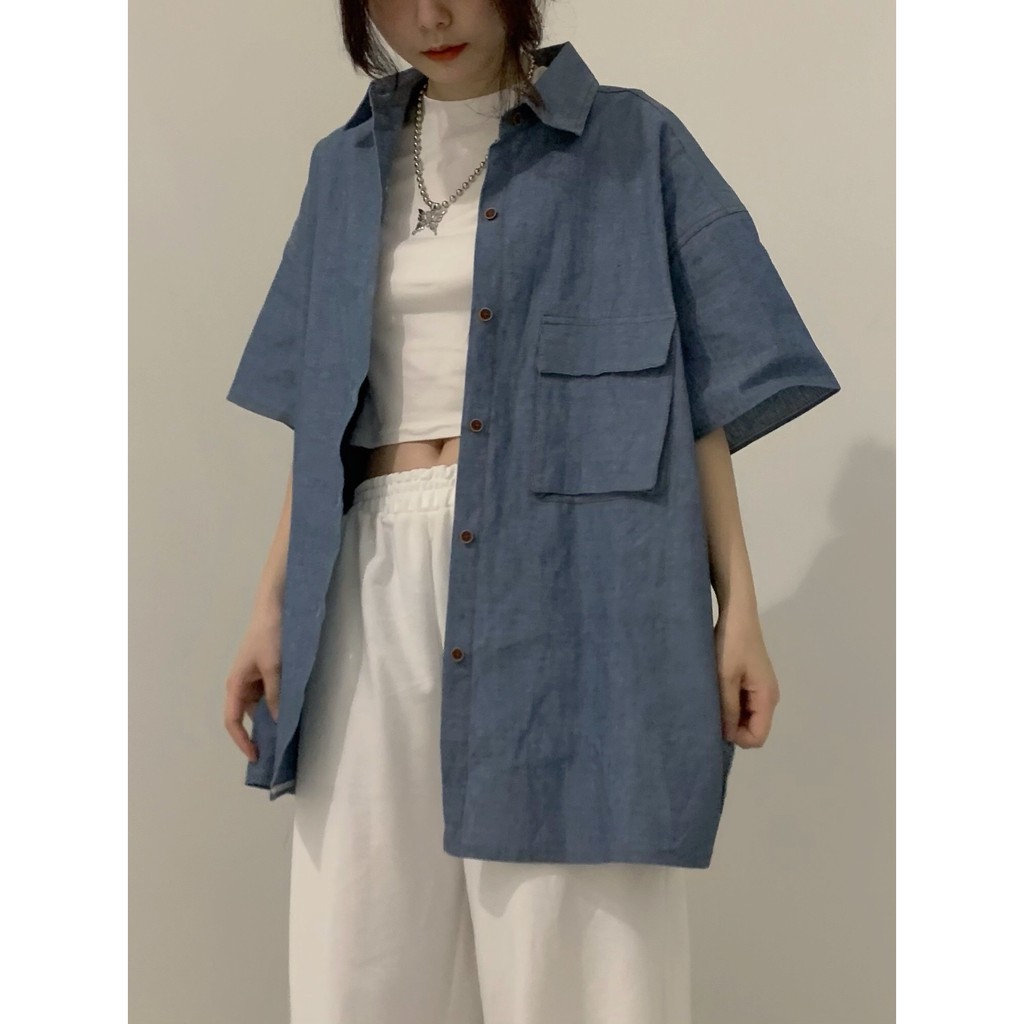 [Mã FAMARAL2 giảm 10K đơn 50K] [ ẢNH THẬT ĐỘC QUYỀN ] Áo sơ mi denim S1