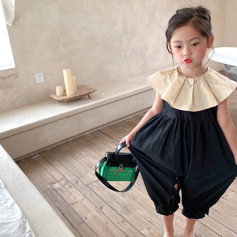 Bộ Áo Liền Quần Ống Rộng Thoáng Khí Dễ Thương Cho Bé Gái