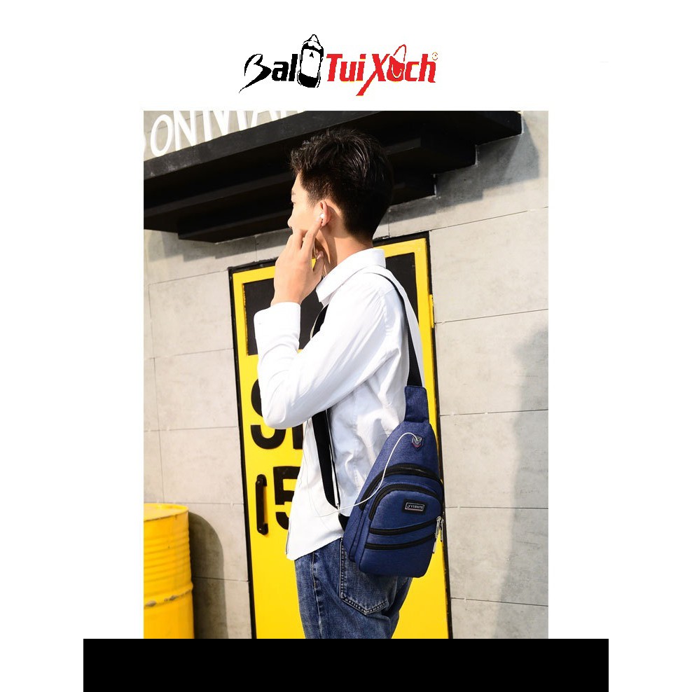 Túi đeo chéo nam, Thời Trang Hàn Quốc 4 ngăn kèm tai nghe | BigBuy360 - bigbuy360.vn