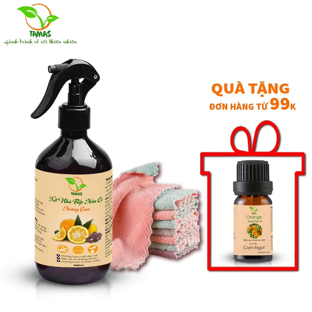 Combo nước lau bề mặt đa năng hữu cơ chiết xuất bồ hòn và tinh dầu thiên nhiên 500ml+ 10 khăn lau đa năng 2 mặt