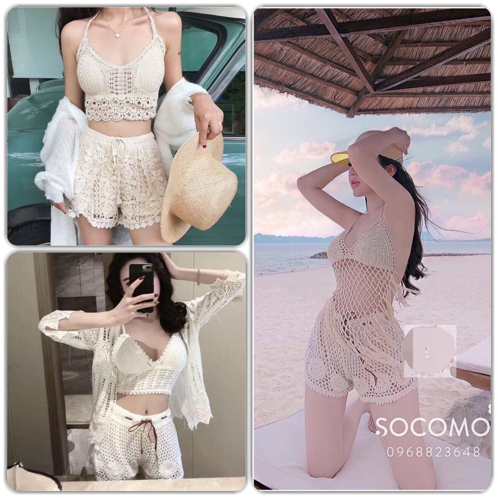 Áo Bra Đi Biển Nữ 🌸 Áo len đan móc bikini sexy đi bơi SIÊU HOT 🌸