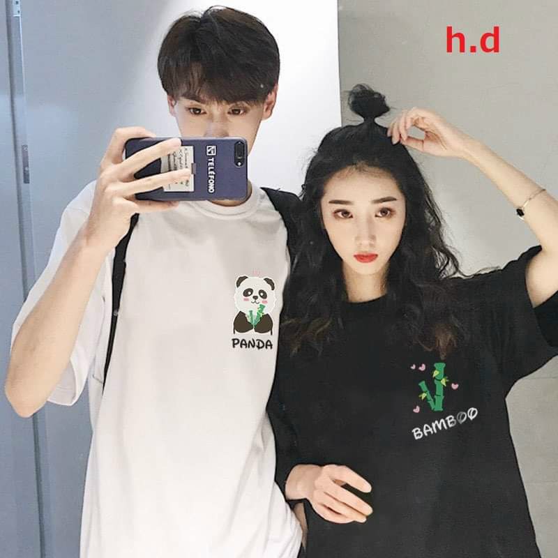 áo đôi  in gấu pada áo thun unisex fom rộng gấu pada