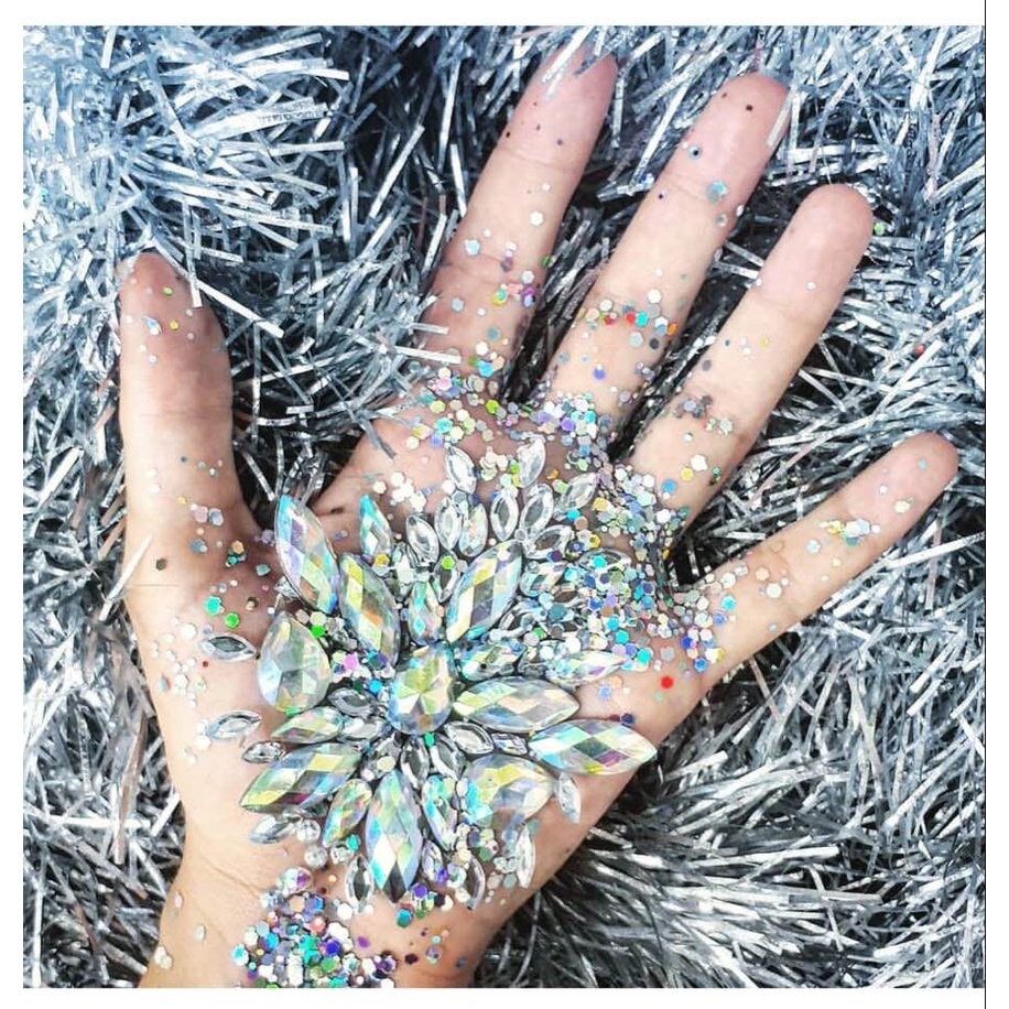 Miếng Dán Trang Trí Mặt / Lông Mày / Ngực Bằng Acrylic Đính Đá Quý Hình Nốt Nhạc