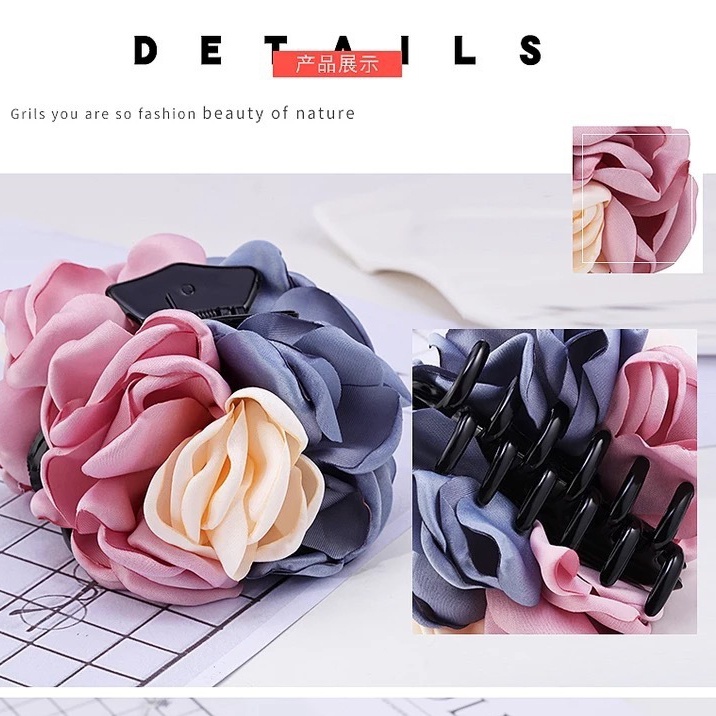 Kẹp Tóc Hoa Hồng Bằng Nhựa Màu Đen Thời Trang Thanh Lịch Dành Cho Nữ