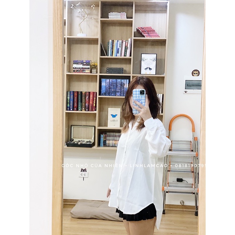 Áo Sơ Mi Nữ Form Rộng Dáng Dài Oversize Chất Lụa Tăm