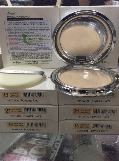 BEBECO OREAF NATURAL POWDER PACT SPF50 PA+++ phấn nén hút dầu siêu mịn chống nắng bảo vệ da | BigBuy360 - bigbuy360.vn