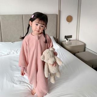 Bộ Đồ Ngủ Liền Thân Dày Dặn Giữ Ấm Phong Cách Phương Tây Dành Cho Bé Gái
