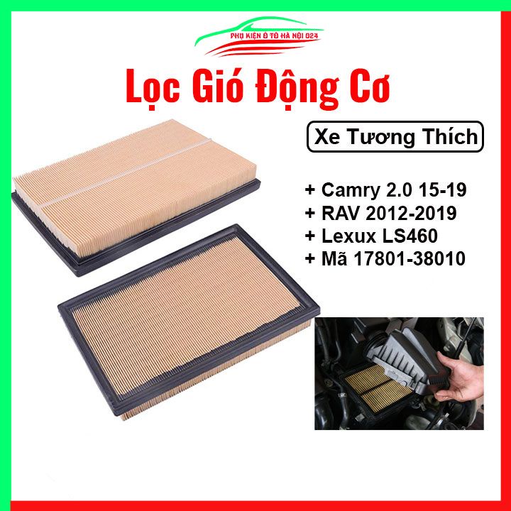 Lọc gió động cơ ô tô Camry 2.0 2015-2019, RAV 2012-2019, Lexux LS460 Mã 17801-38010