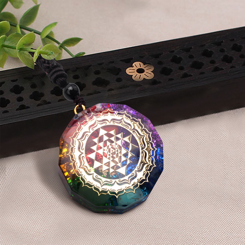 Mặt dây chuyền Orgonite Vòng cổ Sri Yantra, Vòng cổ năng lượng luân xa hình học thiêng liêng Vòng cổ năng lượng , Vòng cổ thiền định và cầu nguyện