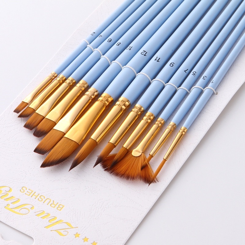 bô cọ 12 cây vẽ chuyên dụng mỹ thuật cao cấp, vẽ tranh 3d,sơn dầu,màu nước cao cấp!