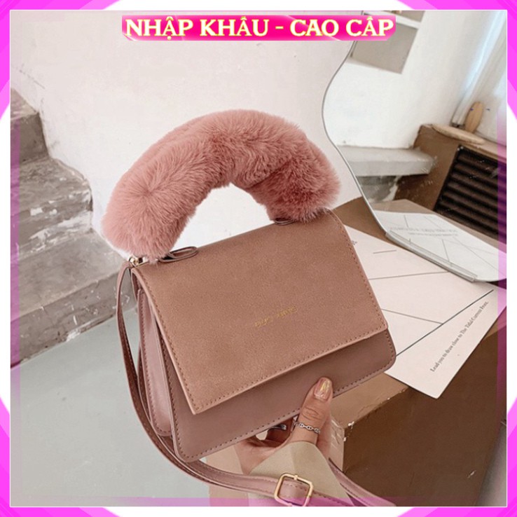 [Hàng Chuẩn - FreeShip] Túi xách Túi đeo chéo nữ Da PU quai bông Màu kaki hồng đen Cao cấp công sở đi làm dự tiệc