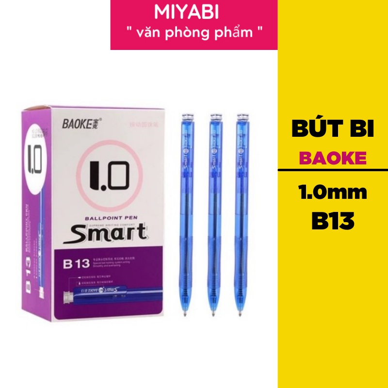 Bút bi xanh BAOKE B13 đầu bấm ngòi 1,0mm - Bút bi xanh cao cấp văn phòng phẩm - MIYABI STORE