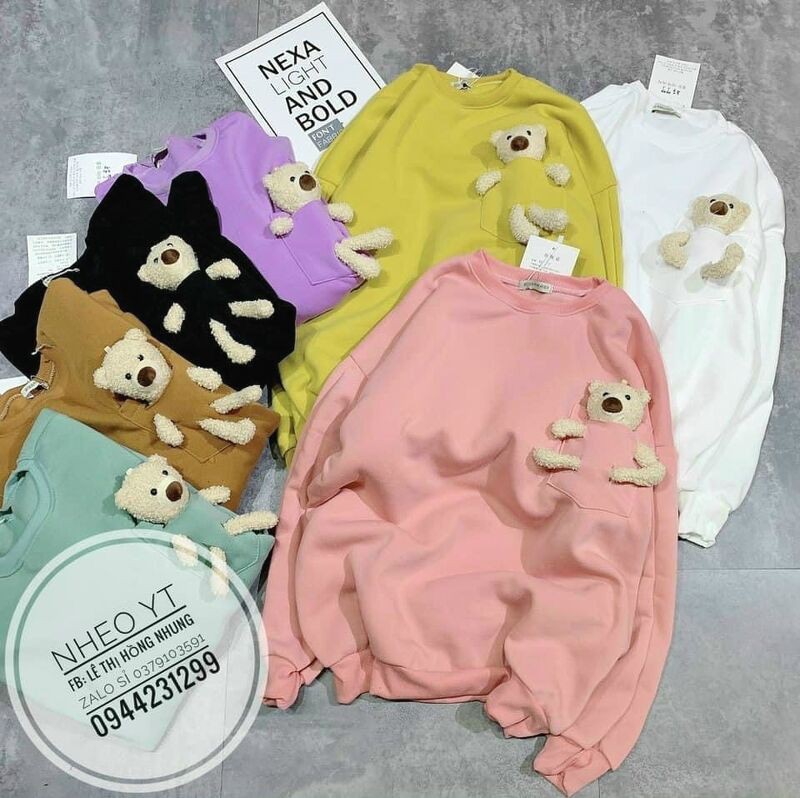 Áo nỉ trơn kèm gấu nhiều màu sắc | BigBuy360 - bigbuy360.vn