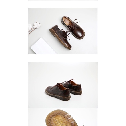 Giày nữ da bò thật vintage cao cấp handmade