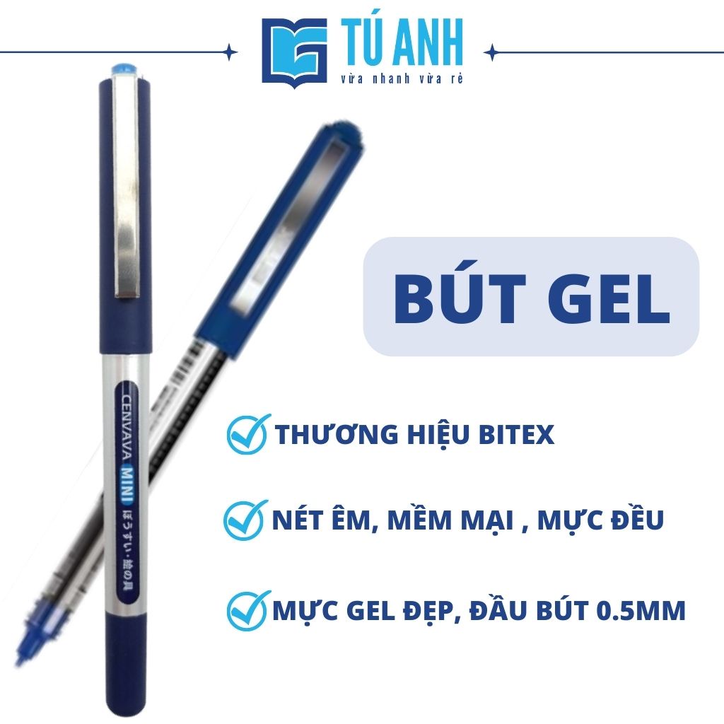 Bút Gel, Bút Lông Bi Bitex R02 Mực Xanh 0.5mm