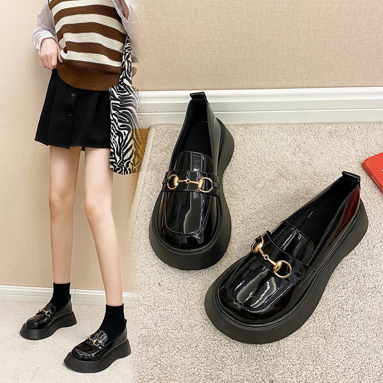 Giày Lolita nữ da đen tag khóa đế độn siêu xinh phong cách Hàn Quốc FLOWER G26 - nguyentrang239