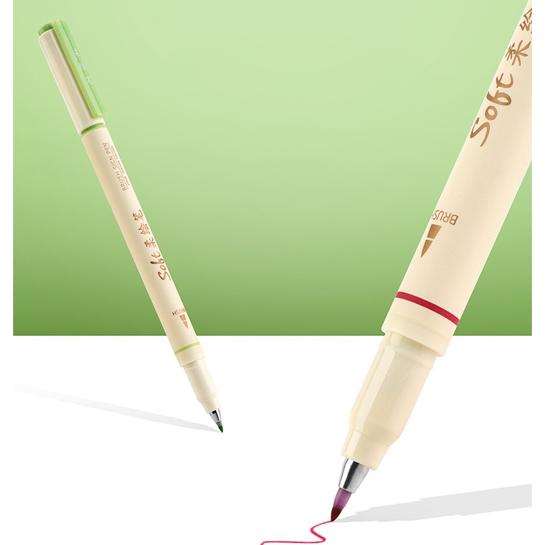 Bút lông Soft tips B24 viết calligraphy nét thanh nét đậm ngòi brush