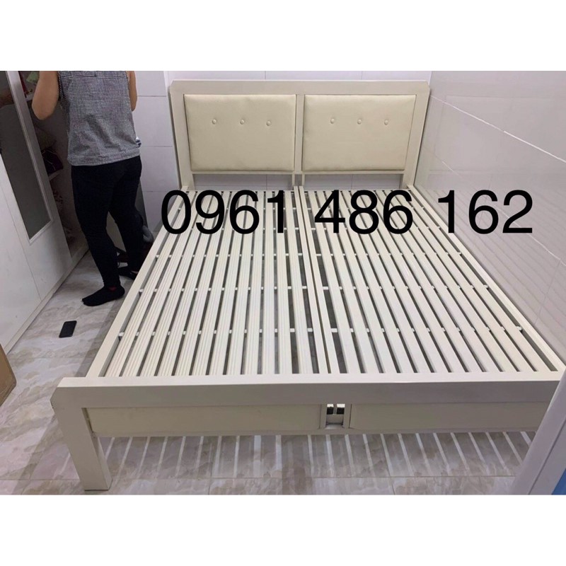 Giường khung hộp 4x8 cao cấp - 1m4x2m - bảo hành 2 năm -freeship hcm (hình thật)