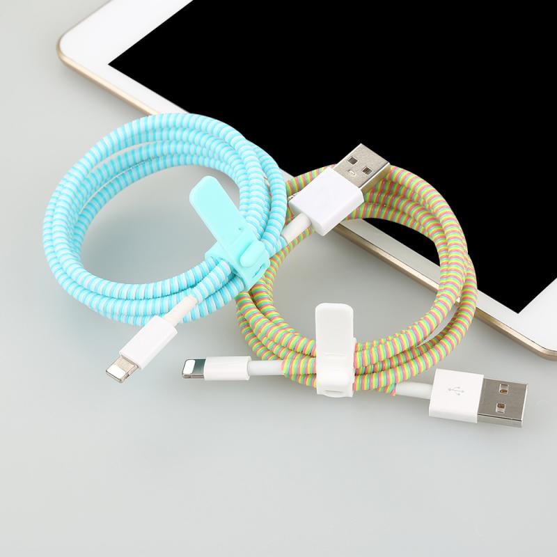 Dây quấn bảo vệ cáp dữ liệu 1.4m màu giao ngẫu nhiên thích hợp cho Iphone Android