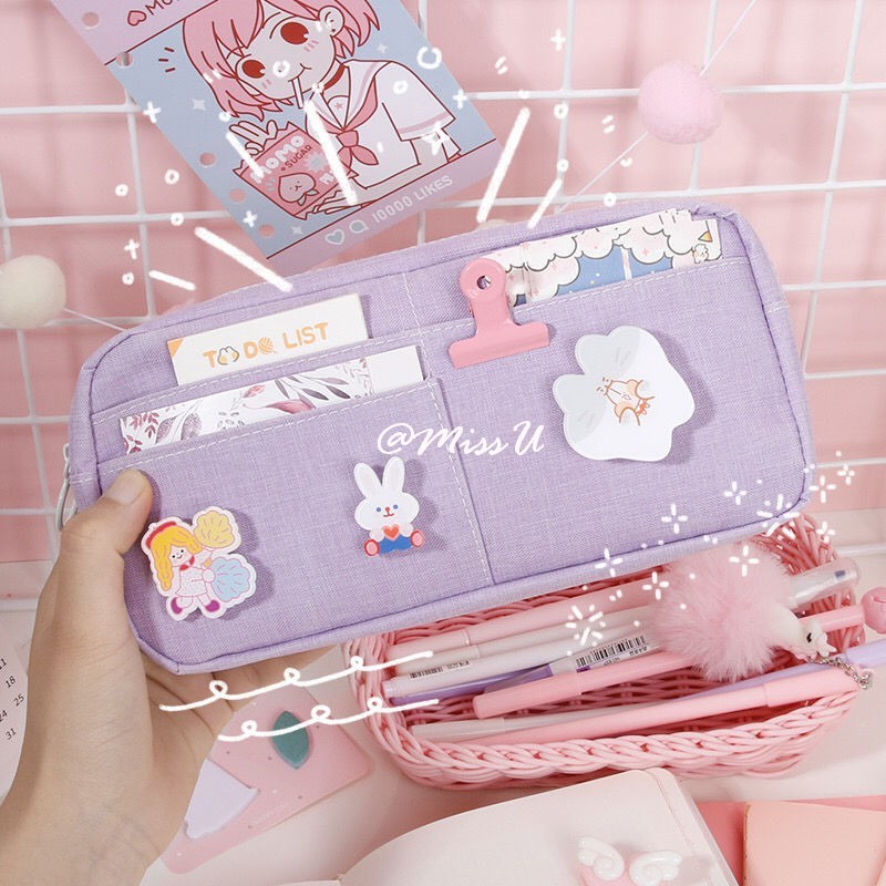Túi Đựng Bút Bằng Vải Bố Phong Cách Hàn Quốc Xinh Xắn