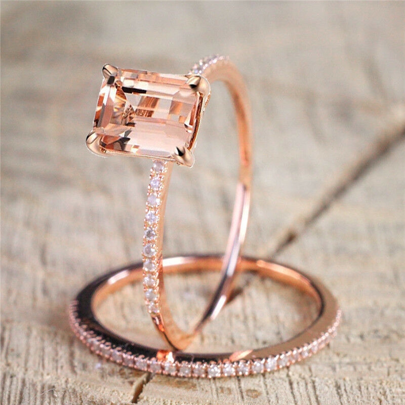 Nhẫn đính đá Topaz màu trắng vàng hồng thời trang thanh lịch