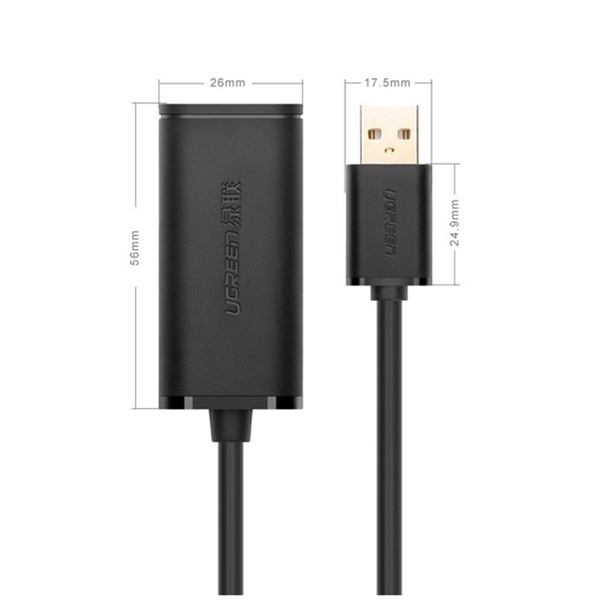 Cáp USB nối dài 20m có chíp khuếch đại Ugreen 10324 Cao cấp - Hàng chính hãng BH 18 tháng