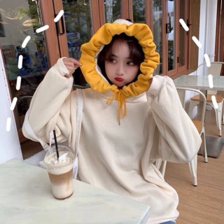 [ORDER] ÁO HOODIE ULZZANG MŨ BÔNG HOA VÀNG SIÊU CUTE 4 MÀU