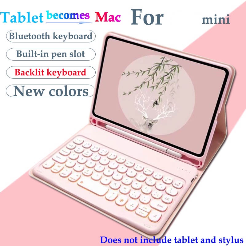 Bao Da Máy Tính Bảng Nắp Tròn Có Bàn Phím Bluetooth Và Ngăn Đựng Bút Cho iPad mini 5 4 3 2 1 iPad mini 2021 6th generation a2568